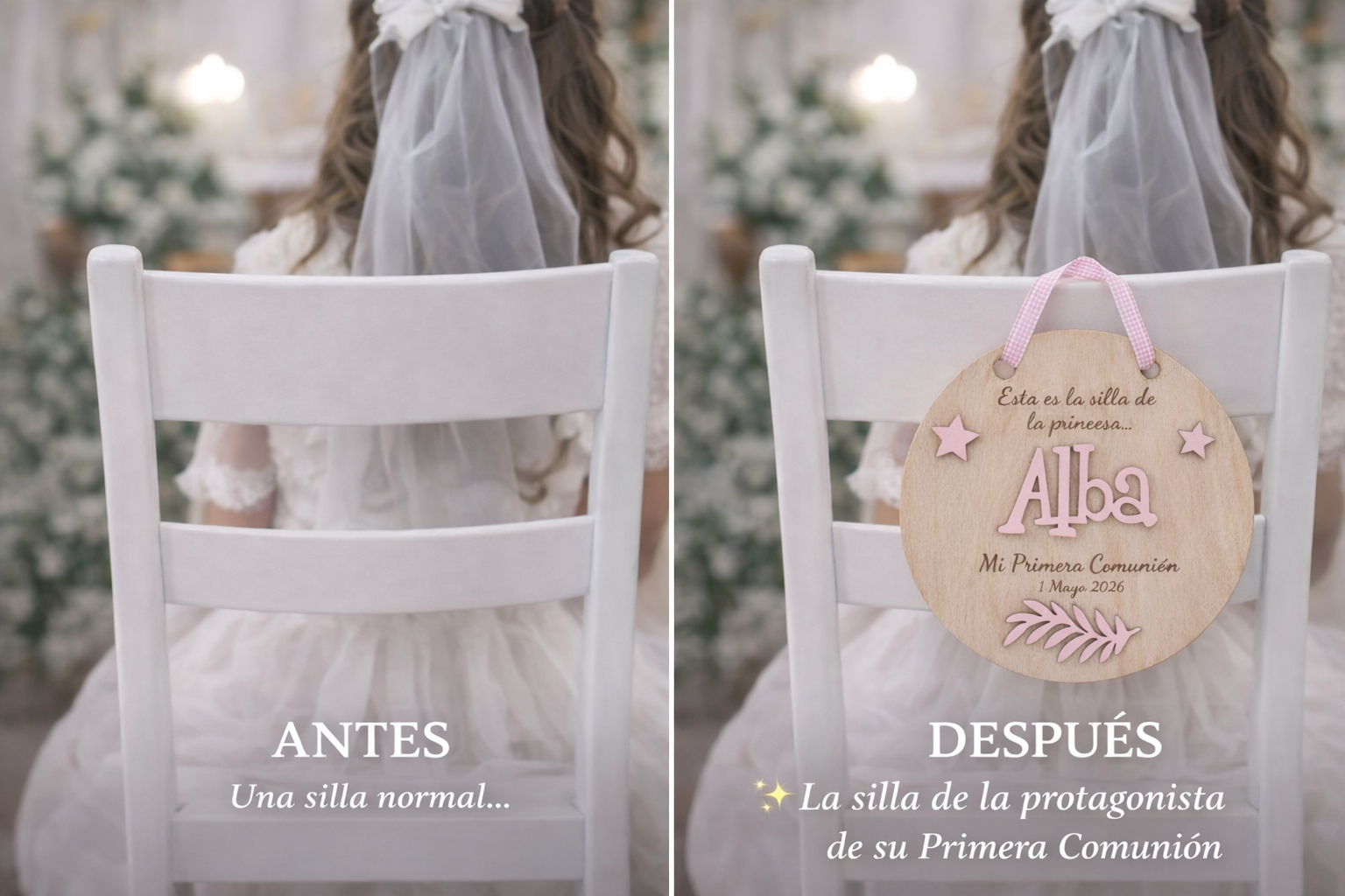 CARTEL DE MADERA PARA LA SILLA DE COMUNIÓN - Imagen 2