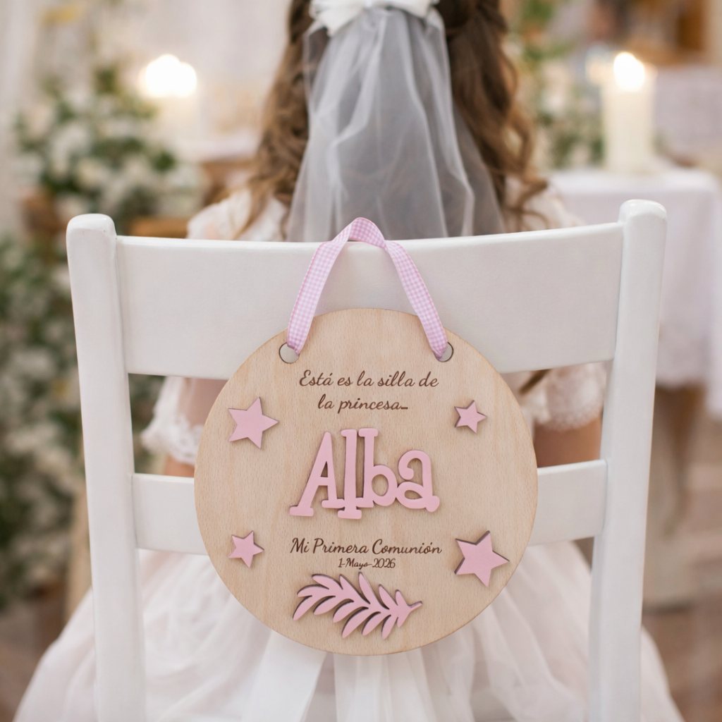 CARTEL DE MADERA PARA LA SILLA DE COMUNIÓN - Imagen 5