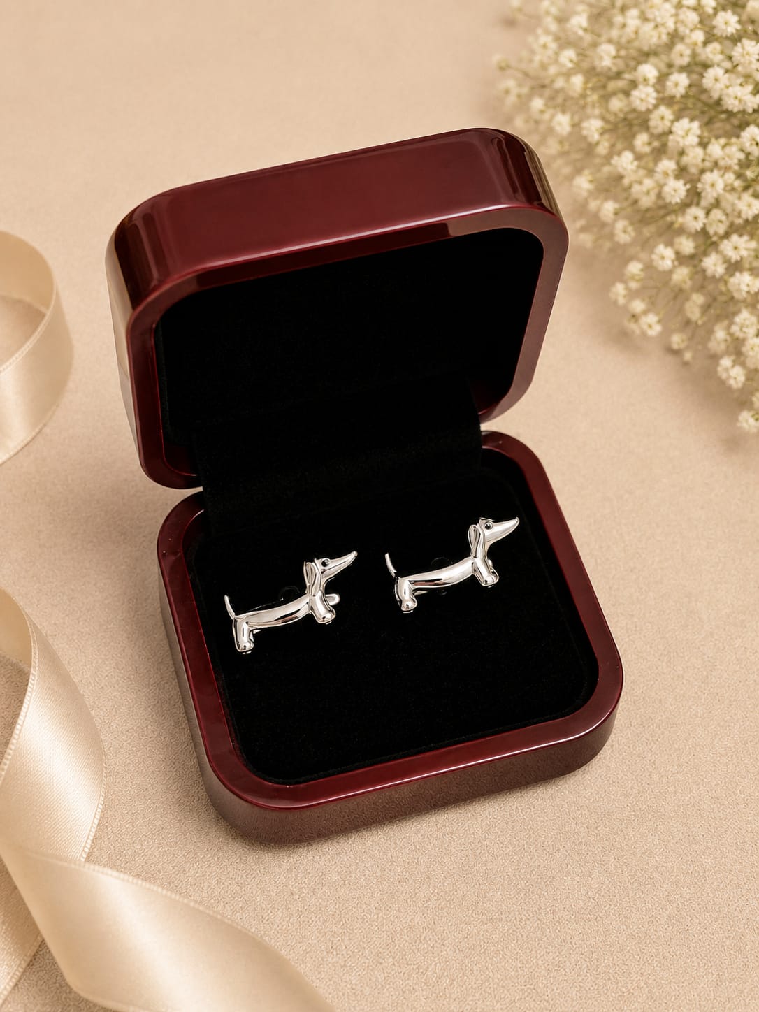 Gemelos Teckel de Acero Inoxidable | Elegancia para Amantes de los Perros Salchicha - Imagen 3